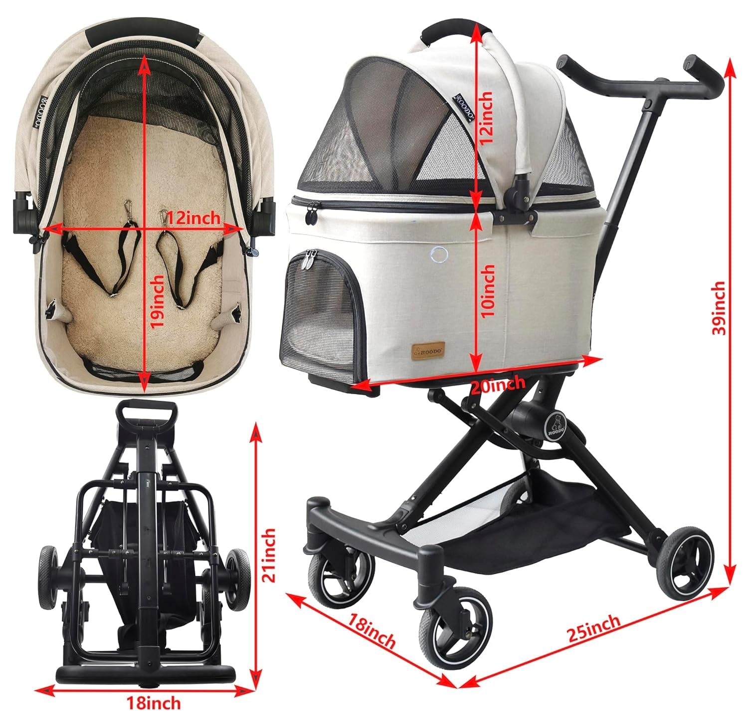 3 in 1 Pet Stroller Dog Cat Travel System