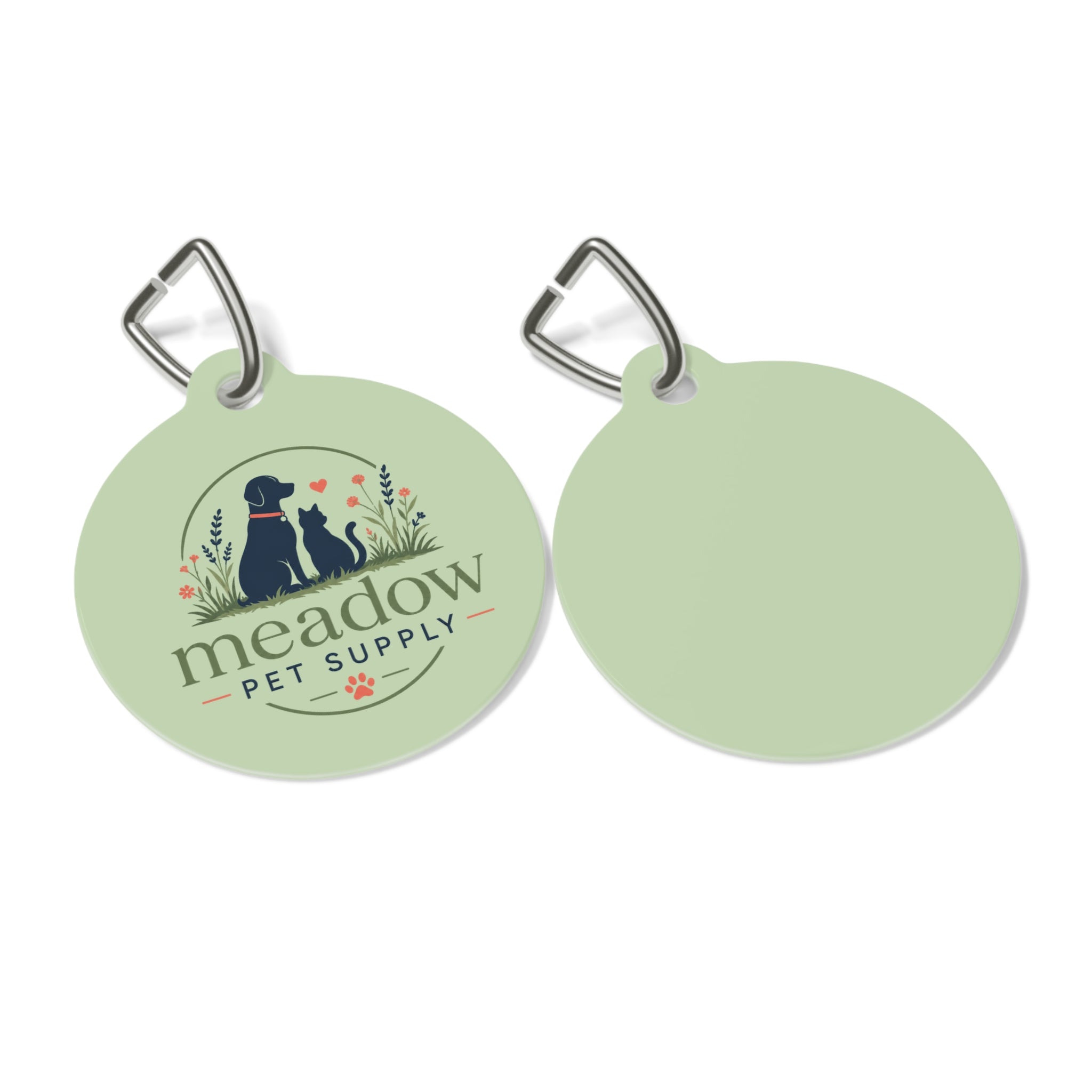Meadow Pet Supply Round Pet Tag — Dog & Cat Silhouette ID Tag