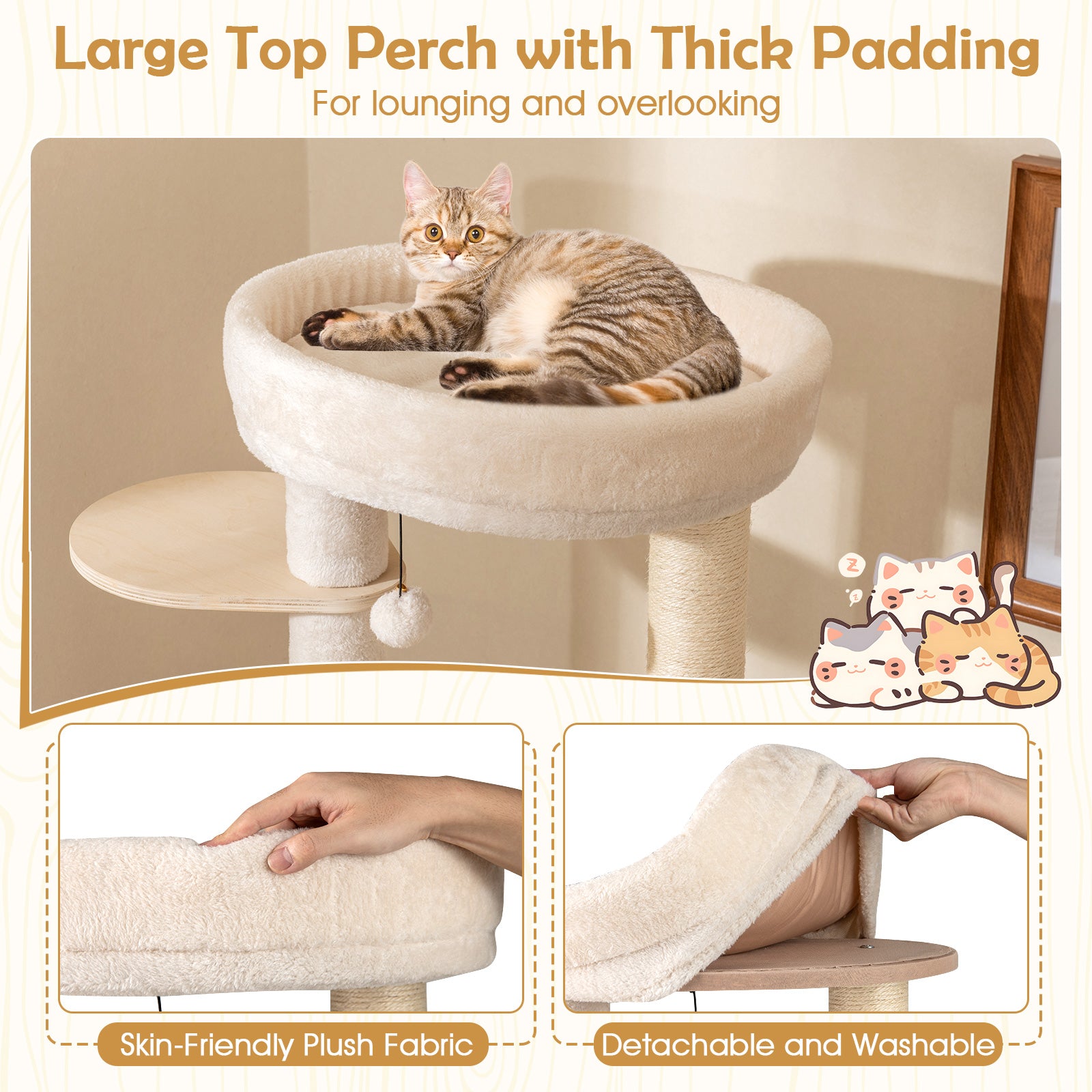 56 Inch Tall Cat Tree with 2 Sisal Scratching Posts and Ladder