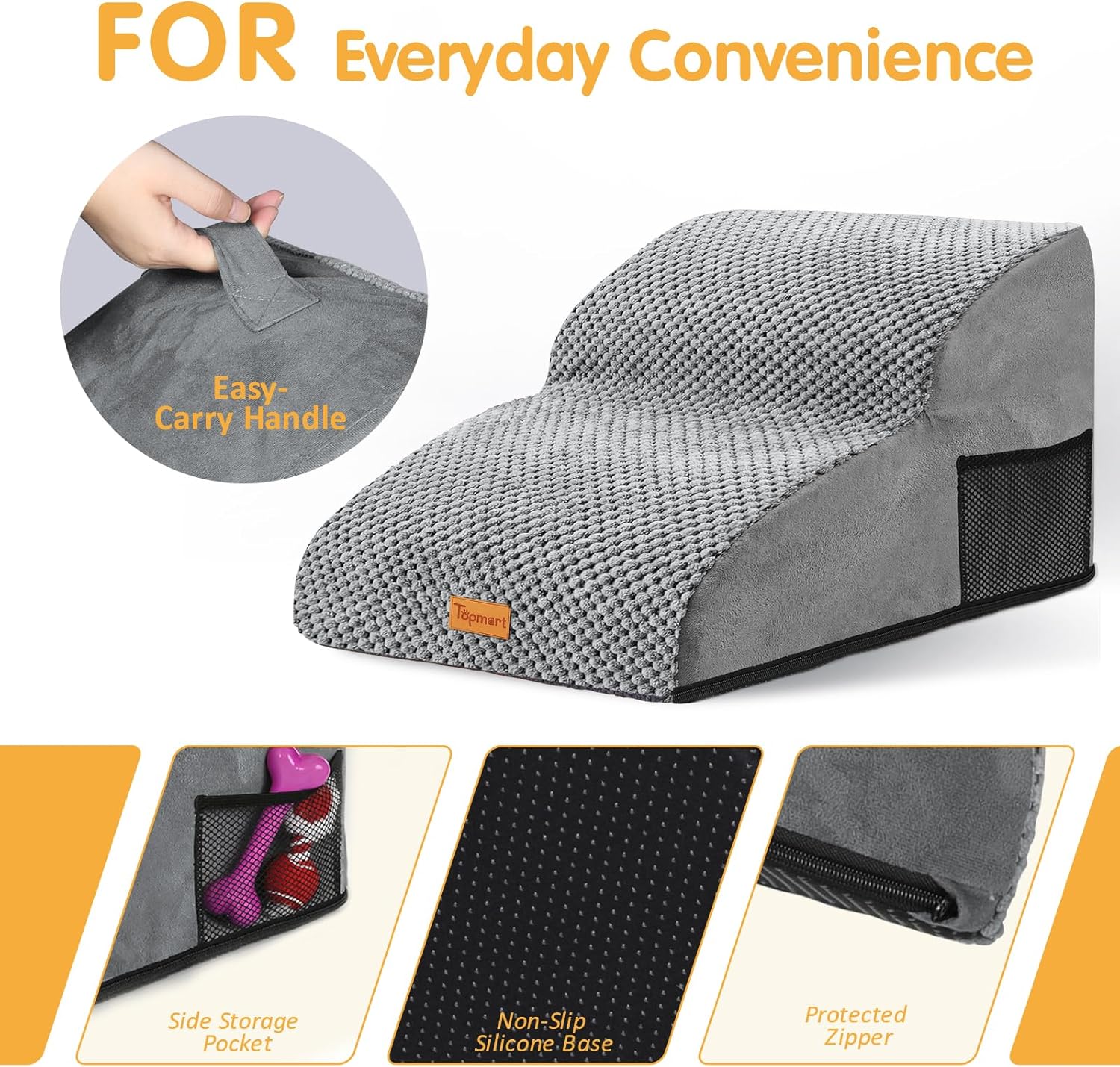 Foam Dog Stairs for Small Dogs & Cats Non Slip  2 Tier