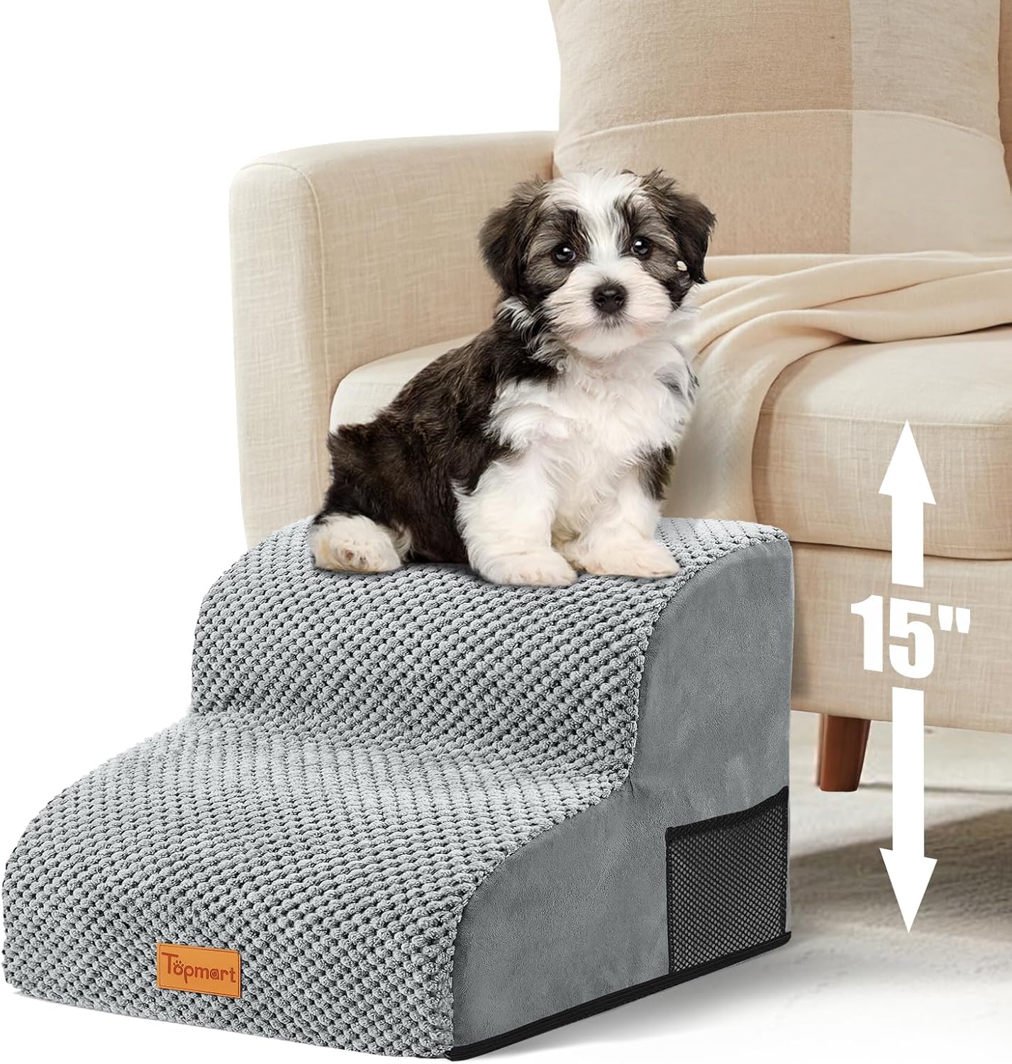 Foam Dog Stairs for Small Dogs & Cats Non Slip  2 Tier