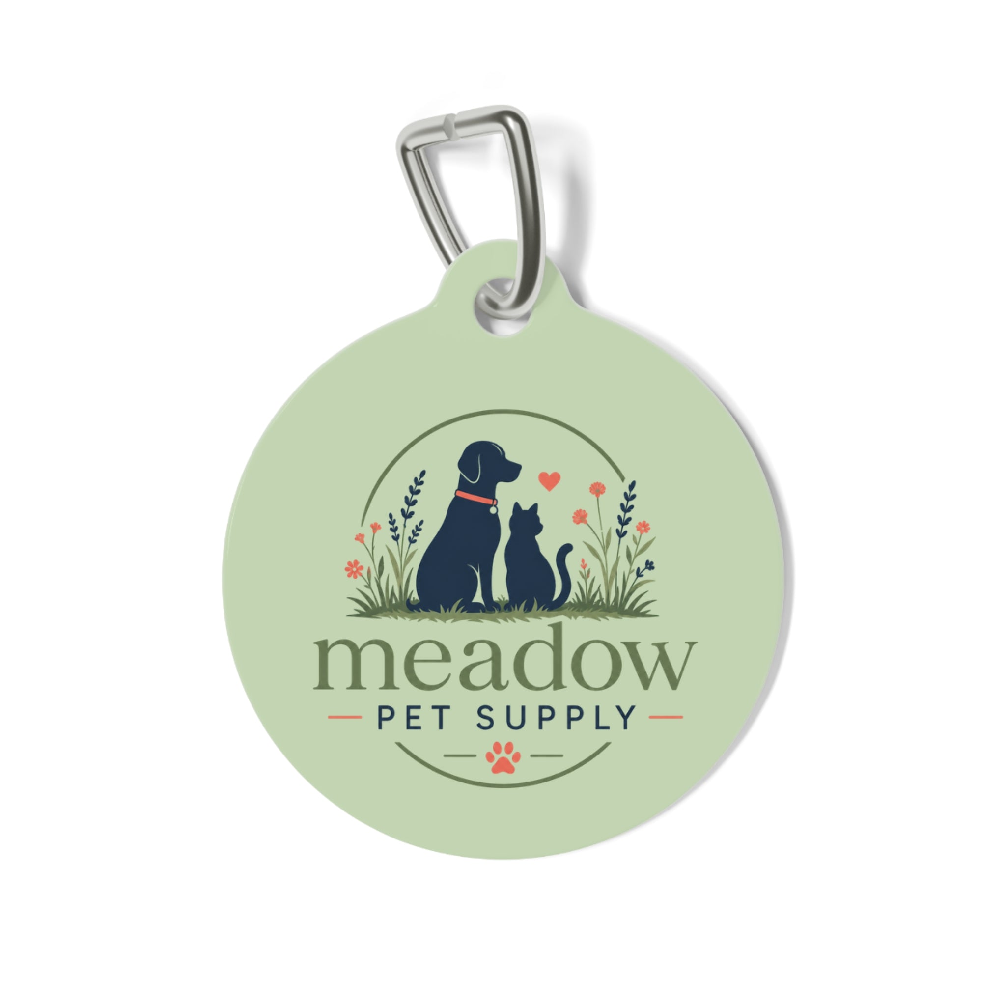 Meadow Pet Supply Round Pet Tag — Dog & Cat Silhouette ID Tag