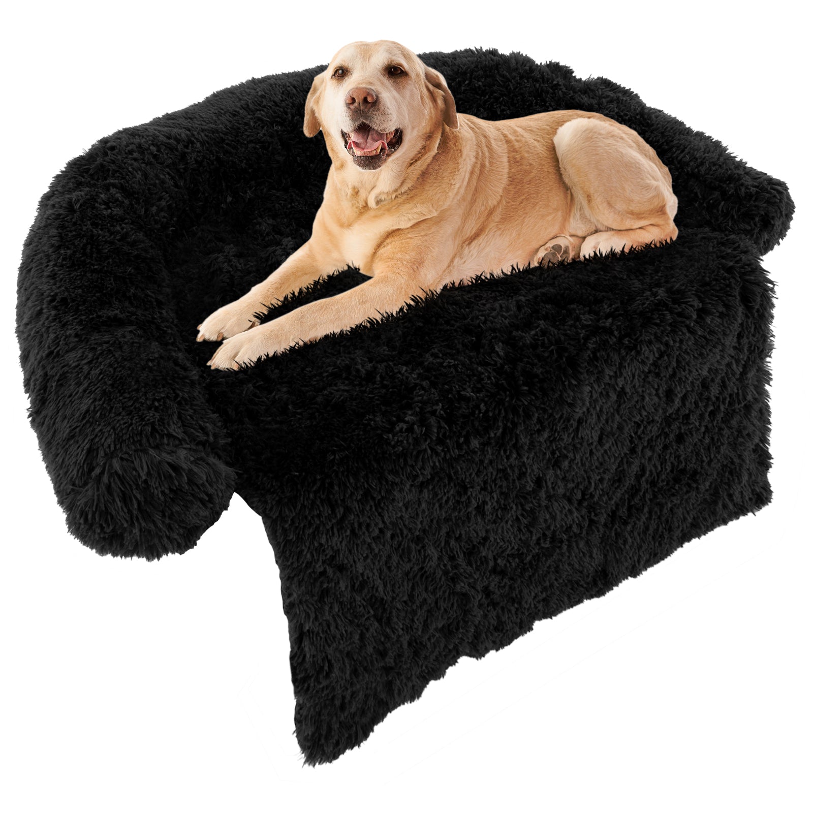 Plush Calming Dog Couch Bed with Anti-Slip Bottom
