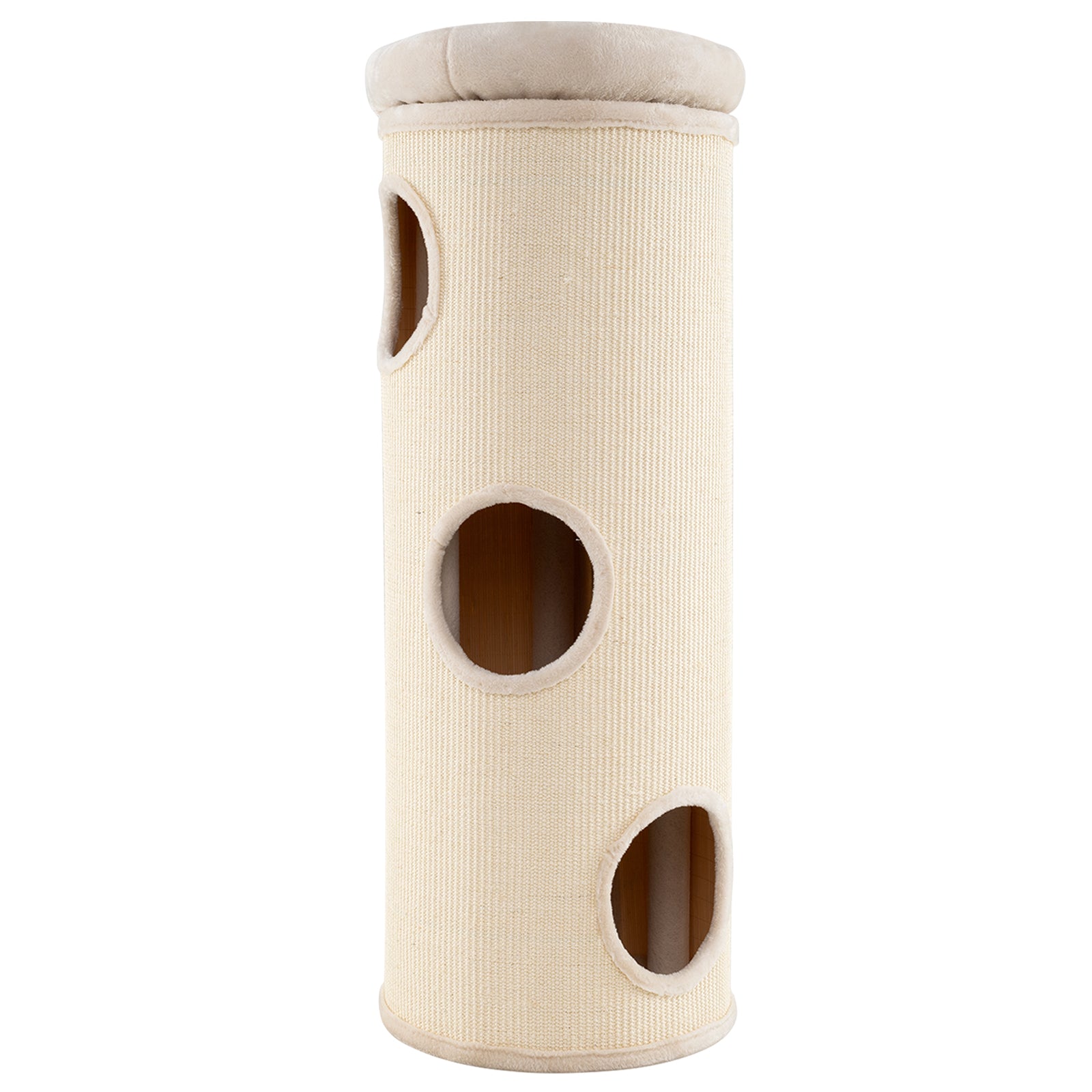 49 Inch Elevated Cat Cave 4-Story Cat House for Multiple Cats-Beige