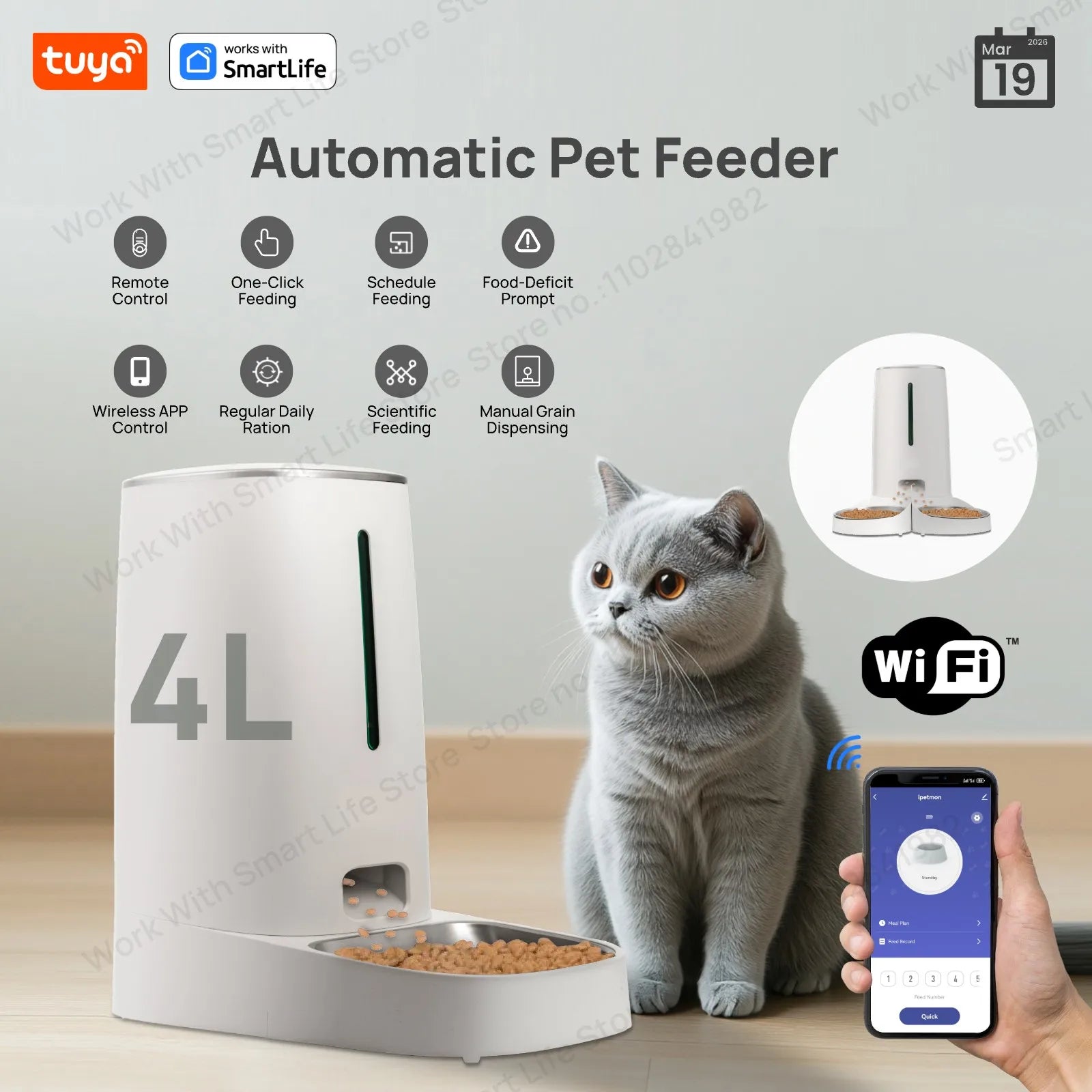 4L WiFi Automatic Pet Feeder