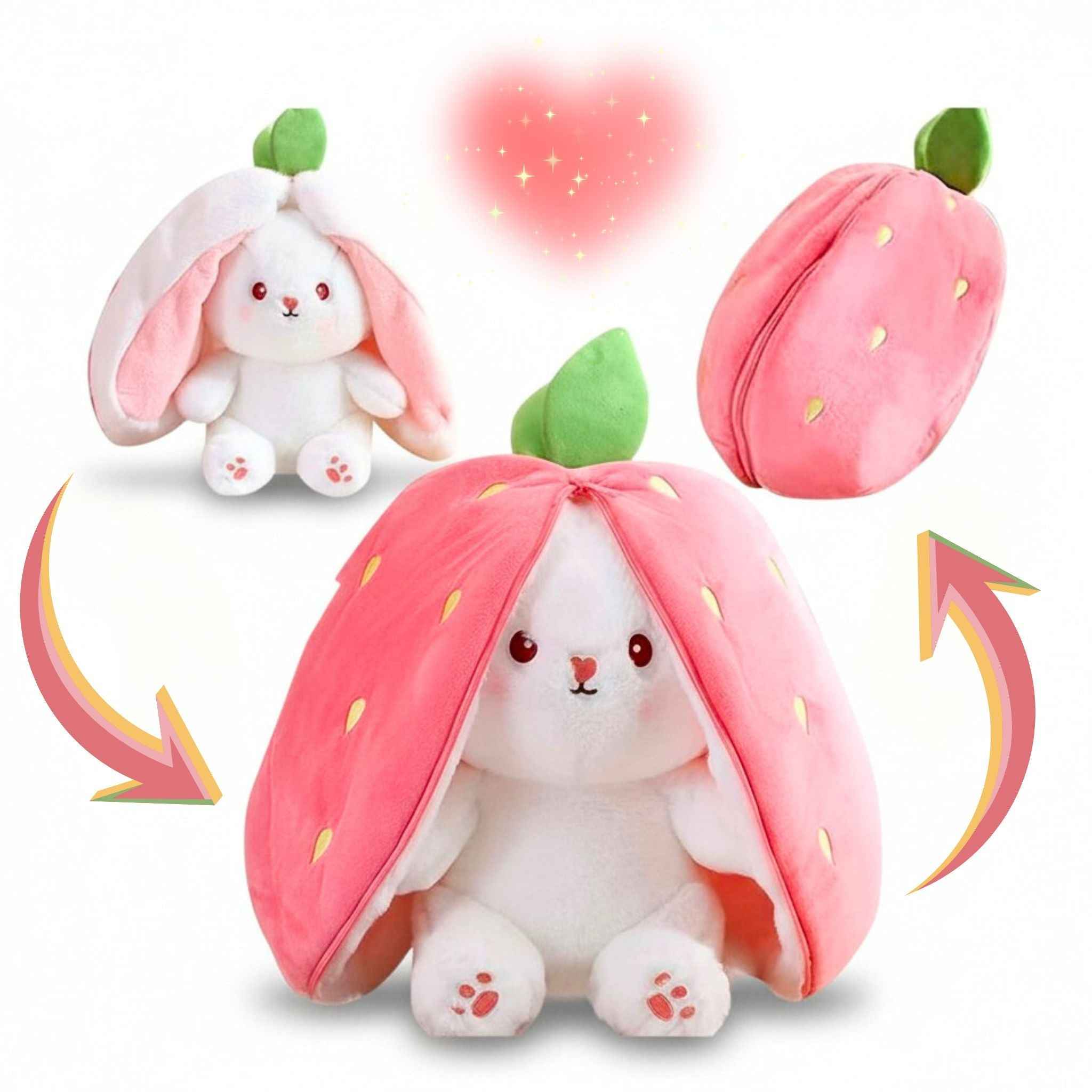 Reversible Strawberry Bunny Plush Toy